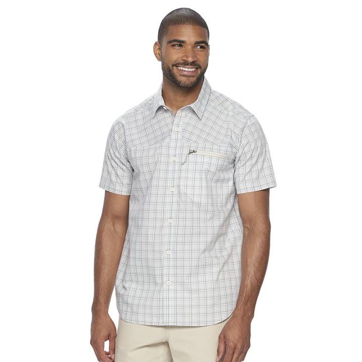 Men's Columbia Sycamore Falls Classic-fit Plaid Stretch Button-down Shirt, Size: Xl, Dark Grey