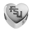 Fiora Sterling Silver Florida State Seminoles Logo Heart Bead, Women's, Grey
