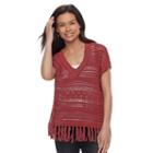 Petite Sonoma Goods For Life&trade; Pointelle V-neck Sweater, Women's, Size: Xl Petite, Dark Red
