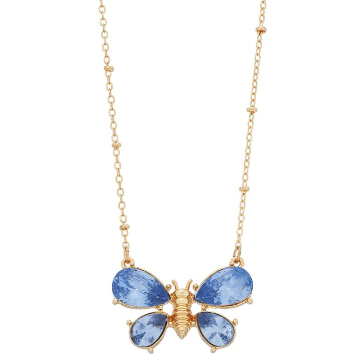 Lc Lauren Conrad Simulated Crystal Butterfly Necklace, Women's, Blue