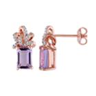 Stella Grace Laura Ashley Sterling Silver Rose De France Amethyst & 1/10 Carat T.w. Diamond Bow Stud Earrings, Women's, Purple