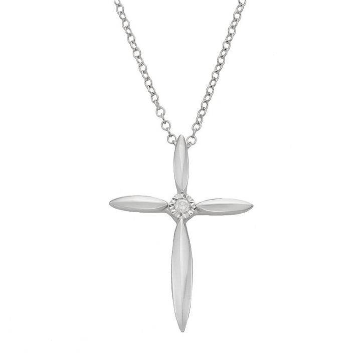 Sterling Silver Diamond Accent Cross Pendant, Women's, Size: 18, White
