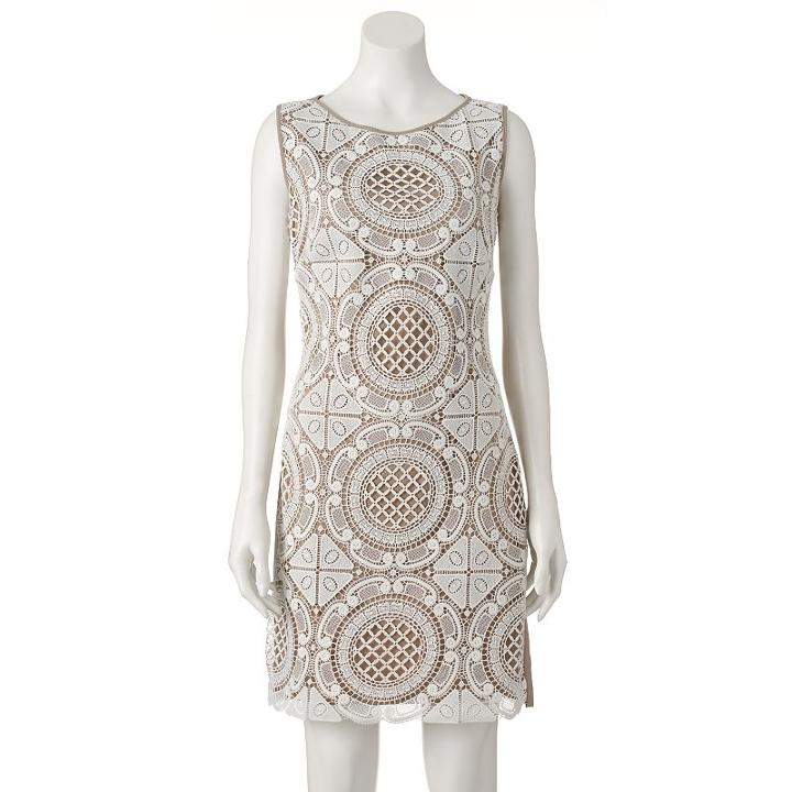 Women's Jax Geometric Crochet Sheath Dress, Size: 6, Natural