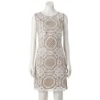 Women's Jax Geometric Crochet Sheath Dress, Size: 6, Natural