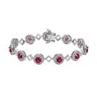 Lab-created Ruby & Lab-created White Sapphire Sterling Silver Halo Bracelet, Women's, Size: 7.5, Red