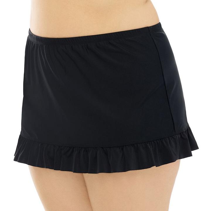 Juniors' Plus Size Costa Del Sol Ruffle Skirtini Bottoms, Size: 0x, Black