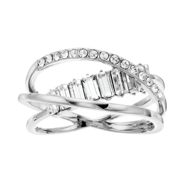 Brilliance Twist Multi Band Ring With Swarovski Crystals, Women's, Size: 9, White