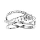 Brilliance Twist Multi Band Ring With Swarovski Crystals, Women's, Size: 9, White