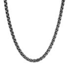 Lynx Black Ion-plated Stainless Steel Wheat Chain Necklace - 24 In. - Men, Size: 24