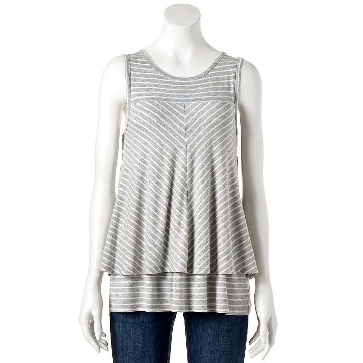 Women's Apt. 9® Striped Popover Top, Size: Small, Med Grey