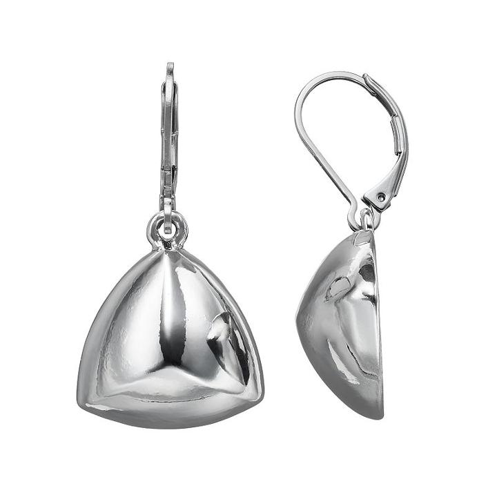 Simply Vera Vera Wang Nickel Free Puffed Pyramid Drop Earrings, Women's, Silver