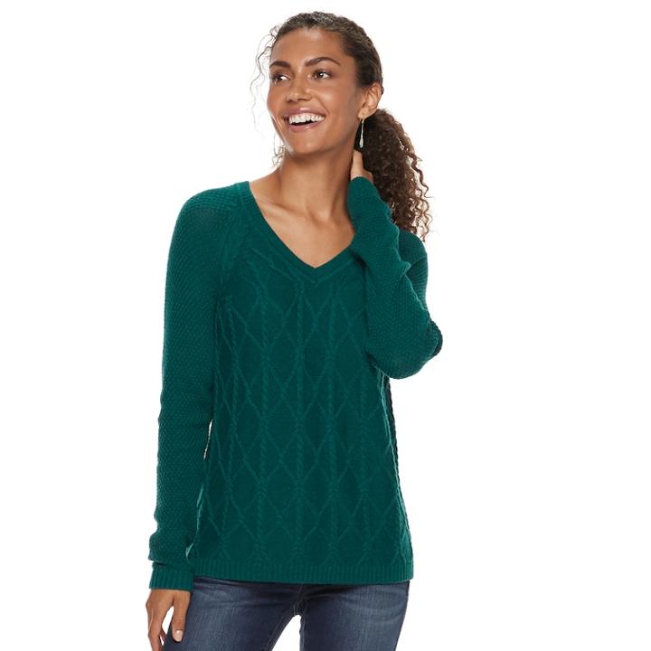 Women's Sonoma Goods For Life&trade; Trellis Cable-knit Sweater, Size: Xs, Med Blue