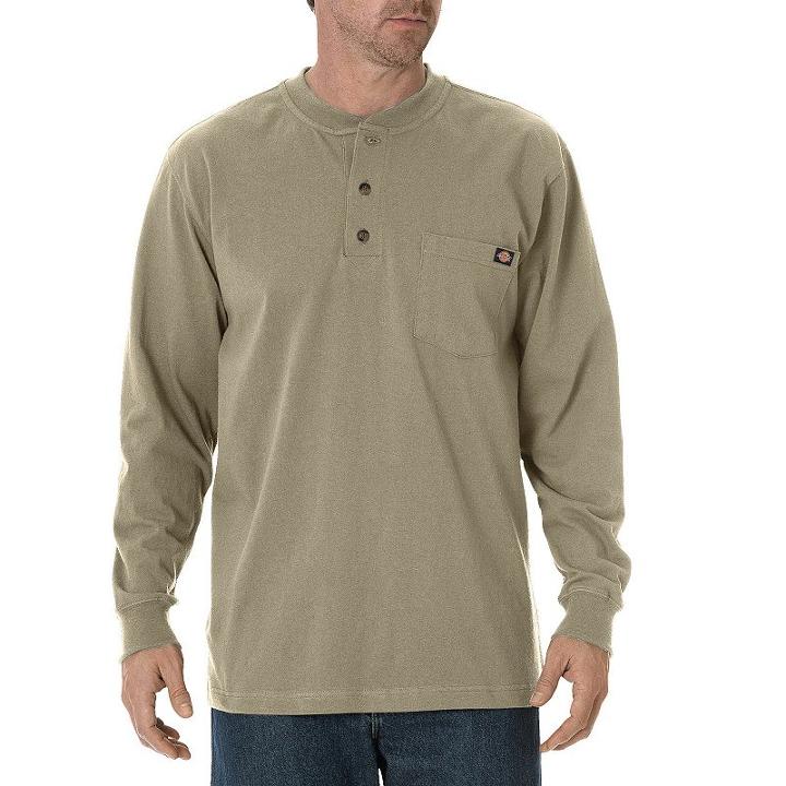 Big & Tall Dickies Heavyweight Henley, Men's, Size: Xl Tall, Dark Beige