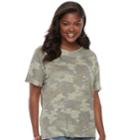 Juniors' Plus Size Mudd&reg; Weekend Crewneck Tee, Teens, Size: 1xl, Med Green