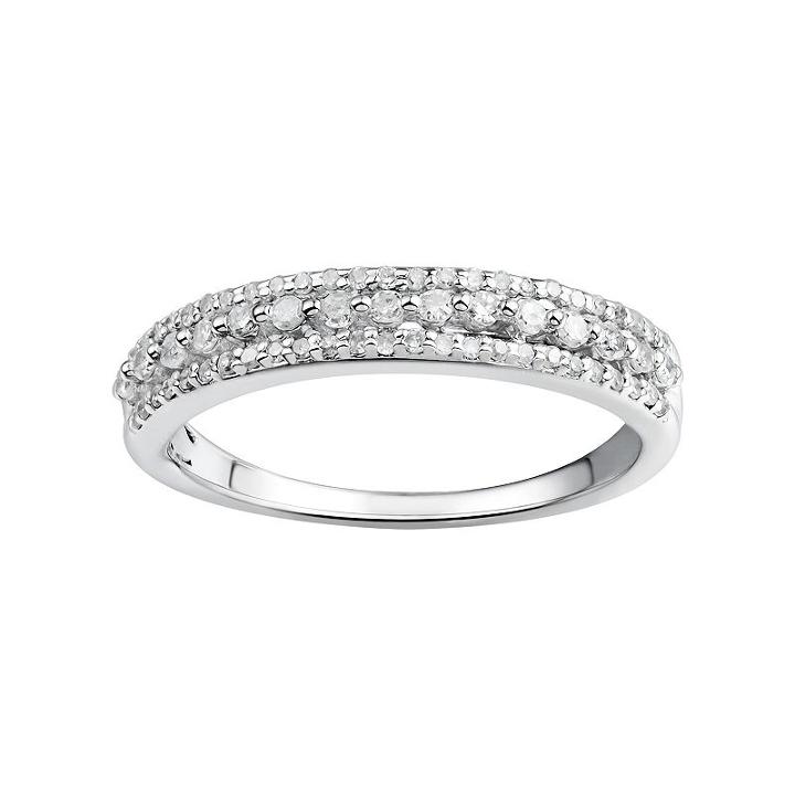 Promise Love Forever 1/3 Carat T.w. Certified Diamond Sterling Silver Wedding Ring, Women's, Size: 7, White