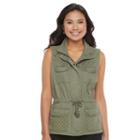Juniors' Candie's&reg; Eyelet Utility Vest, Girl's, Size: Medium, Med Green