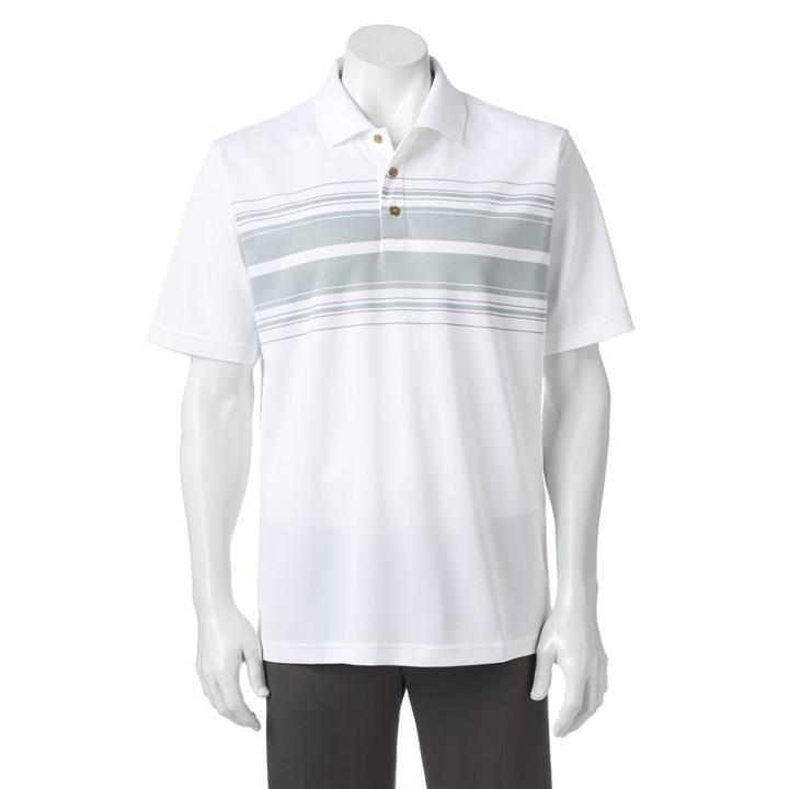 Men's Pebble Beach Classic-fit Chest-striped Performance Golf Polo, Size: Xl, White