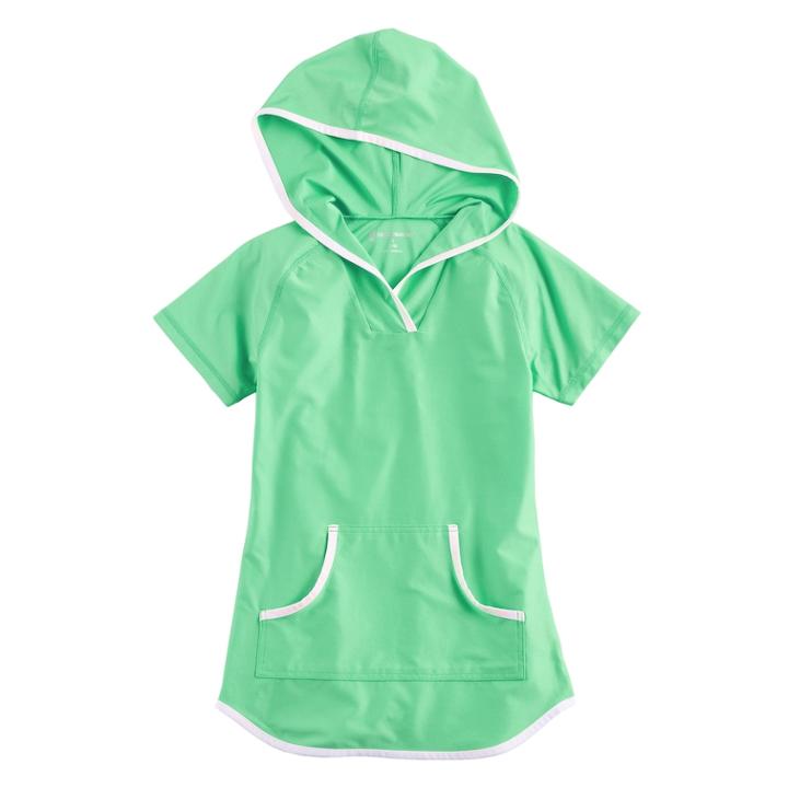 Girls 4-16 Free Country Hooded Swimsuit Cover-up, Size: 10-12, Lt Green
