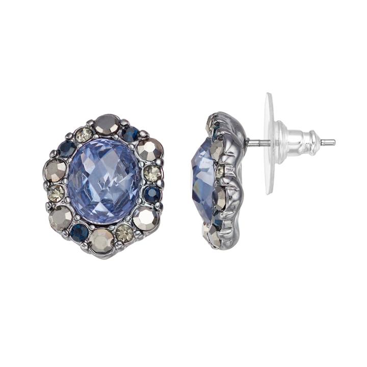Simply Vera Vera Wang Oval Halo Nickel Free Drop Earrings, Women's, Blue