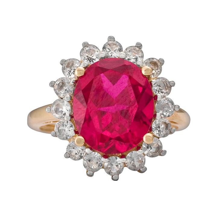 10k Gold Lab-created Ruby And Lab-created White Sapphire Ring, Women's, Size: 8, Red