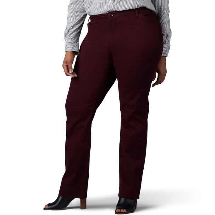 Plus Size Lee Relaxed Fit Straight-leg Pants, Women's, Size: 14w Petite, Dark Brown