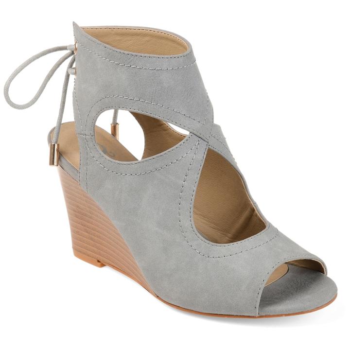 Journee Collection Women's Camia Wedge Sandals, Size: 9.5, Grey