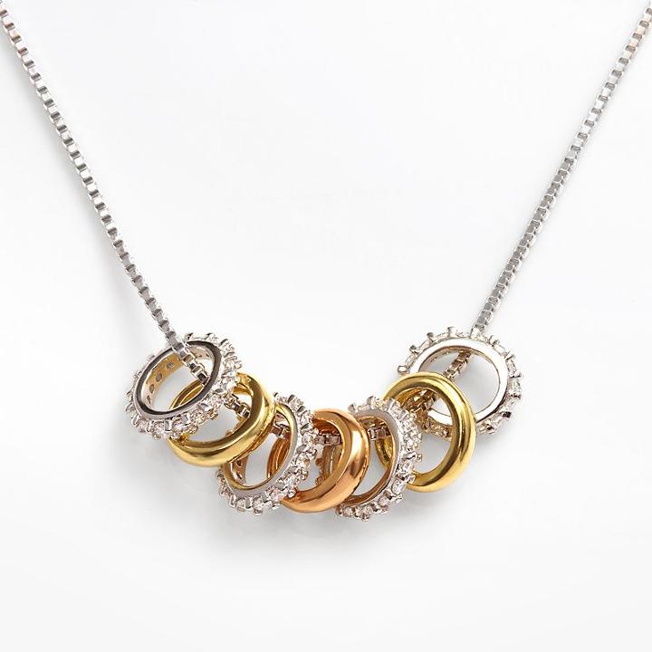 Sophie Miller 14k Gold Over Silver And Sterling Silver Tri-tone Ring Necklace, Women's, Size: 16, Multicolor