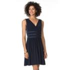 Women's Chaps Satin-trim Fit And Flare Evening Dress, Size: 2, Blue (navy)