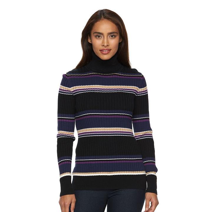 Women's Croft & Barrow&reg; Essential Ribbed Turtleneck Sweater, Size: Xxl, Drk Purple