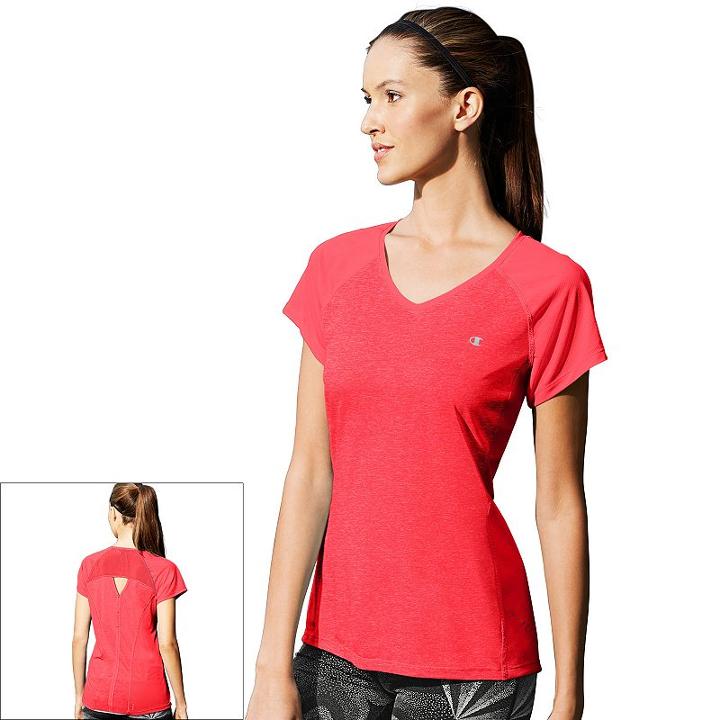 Women's Champion Marathon V-neck Running Tee, Size: Small, Brt Pink