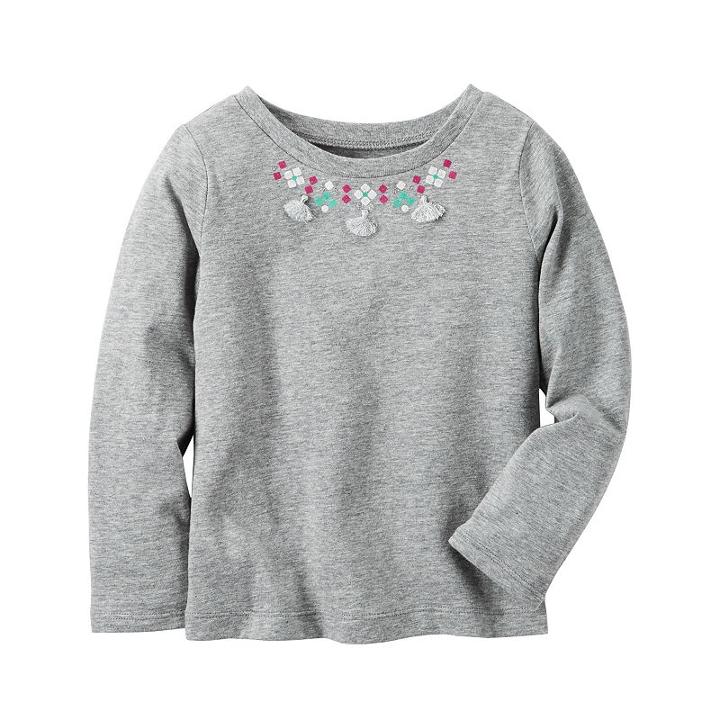 Girls 4-8 Carter's Tassel Necklace Top, Girl's, Size: 5, Charcoal