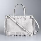 Simply Vera Vera Wang Colorblock Boswell Basketweave Satchel, Women's, White