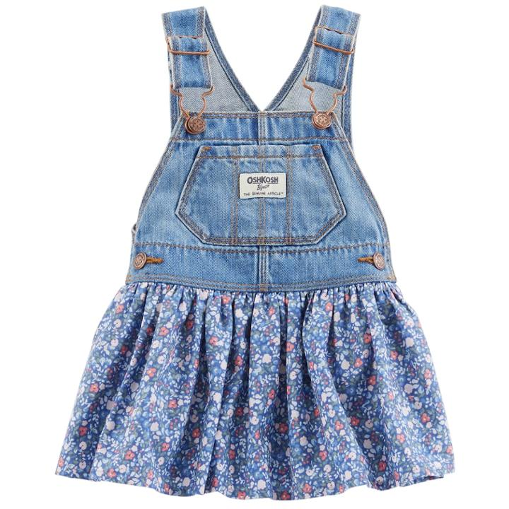 Baby Girl Oshkosh B'gosh&reg; Floral Denim Jumper, Size: 3-6 Months, Blue