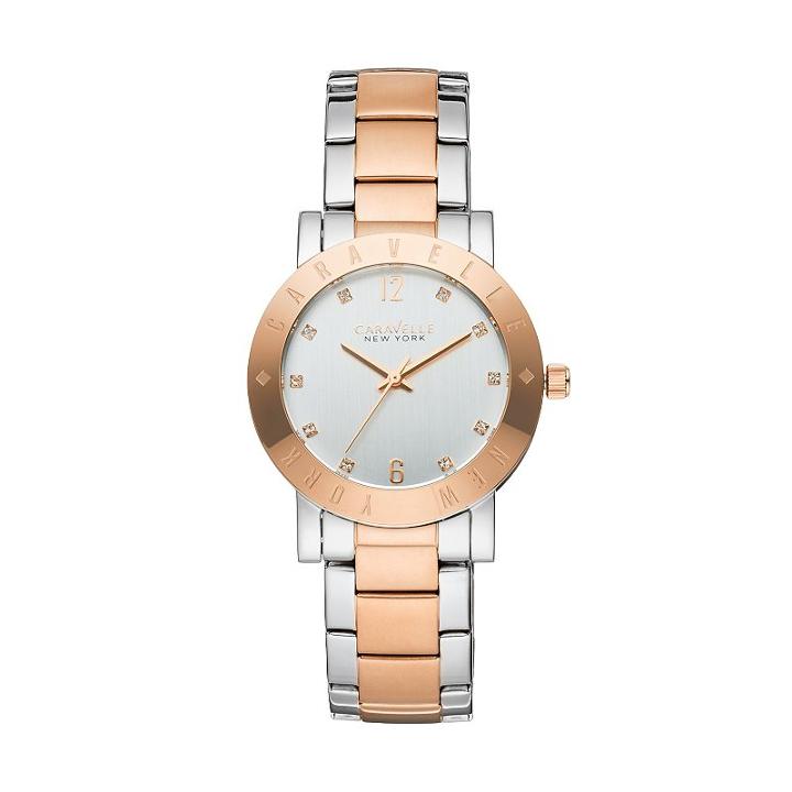 Caravelle New York By Bulova Women's Crystal Two Tone Stainless Steel Watch, Multicolor