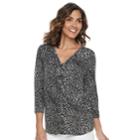 Women's Dana Buchman Pleated Mixed-media Top, Size: Xs, Dark Green