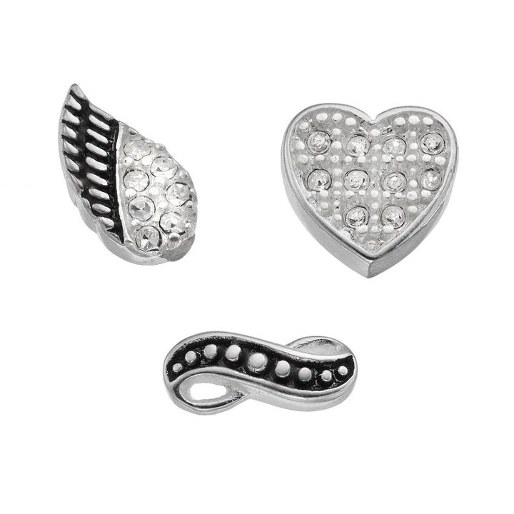 Blue La Rue Crystal Silver-plated Infinity, Wing & Heart Charm Set, Women's, Silver