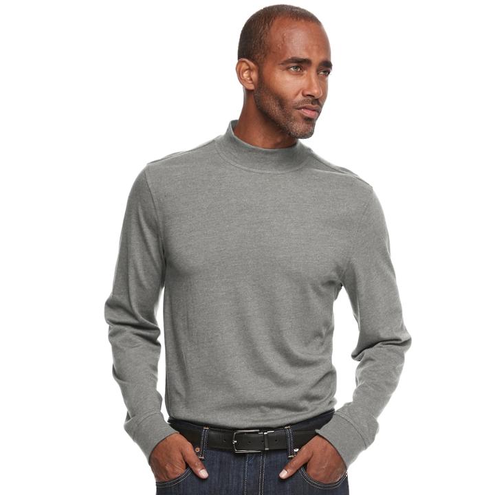 Men's Croft & Barrow&reg; Classic-fit Stretch Mockneck Pullover, Size: Xl, Med Grey