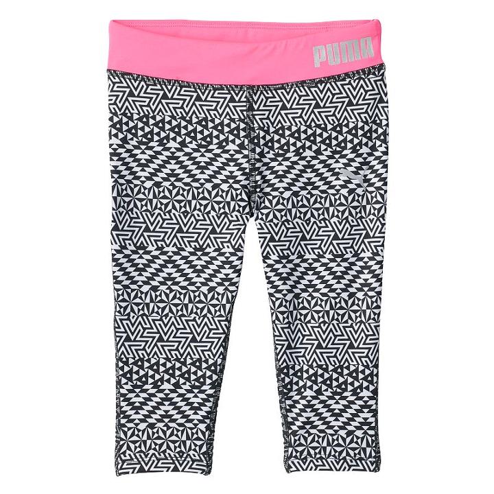 Girls 4-6x Puma Geometric Capri Leggings, Girl's, Size: 6, Black