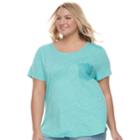 Juniors' Plus Size So&reg; Crochet Pocket Tee, Teens, Size: 2xl, Green
