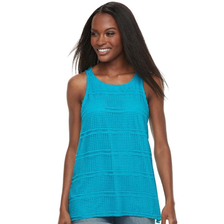 Women's Apt. 9&reg; Lace Overlay Tank, Size: Medium, Med Blue