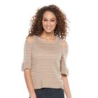 Women's Apt. 9&reg; Metallic Cold-shoulder Crewneck Sweater, Size: Xs, White Oth
