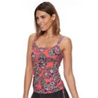 Croft & Barrow, Women's &reg; Tummy Slimmer D-cup Side-tassel Tankini Top, Size: 8, Med Red