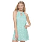 Juniors' Speechless Lace Halter Shift Dress, Girl's, Size: Medium, Green Oth