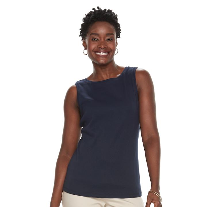 Petite Croft & Barrow® Essential Tank, Women's, Size: M Petite, Blue