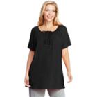 Plus Size Just My Size Crochet-trim Tunic, Women's, Size: 2xl, Black