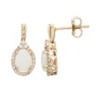 10k Gold Opal & 1/5 Carat T.w. Diamond Oval Drop Earrings, Women's, White