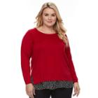 Plus Size Ab Studio Mock-layer Scoopneck Sweater, Women's, Size: 2xl, Ovrfl Oth