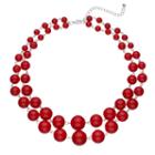 Plus Size Red Graduated Bead Double Strand Necklace, Women's, Med Red