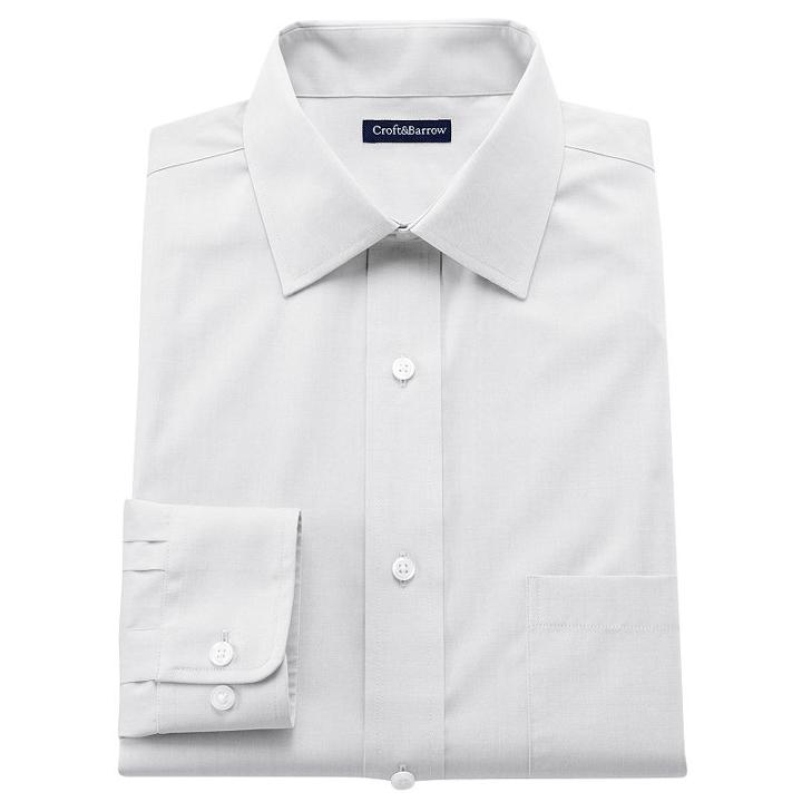 Men's Croft & Barrow&reg; Slim-fit Easy-care Spread-collar Dress Shirt, Size: 17-32/33, White