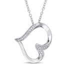 Stella Grace Sterling Silver 1/10 Carat T.w. Diamond Heart Pendant Necklace, Women's, Size: 18, White